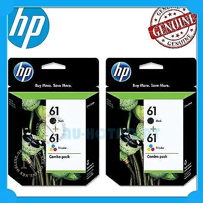 2x HP Genuine #61 Black & Color Combo Pack-> Envy 4500/5530 OfficeJet 2620/4630 • $144.98